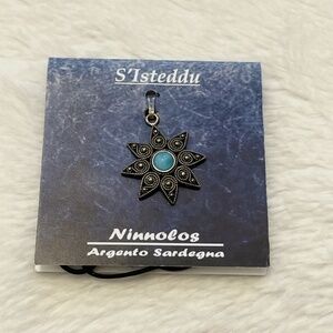 Handcrafted Sardinian Filigree Pendant with Stone "Isteddu" by Flore Sardigna